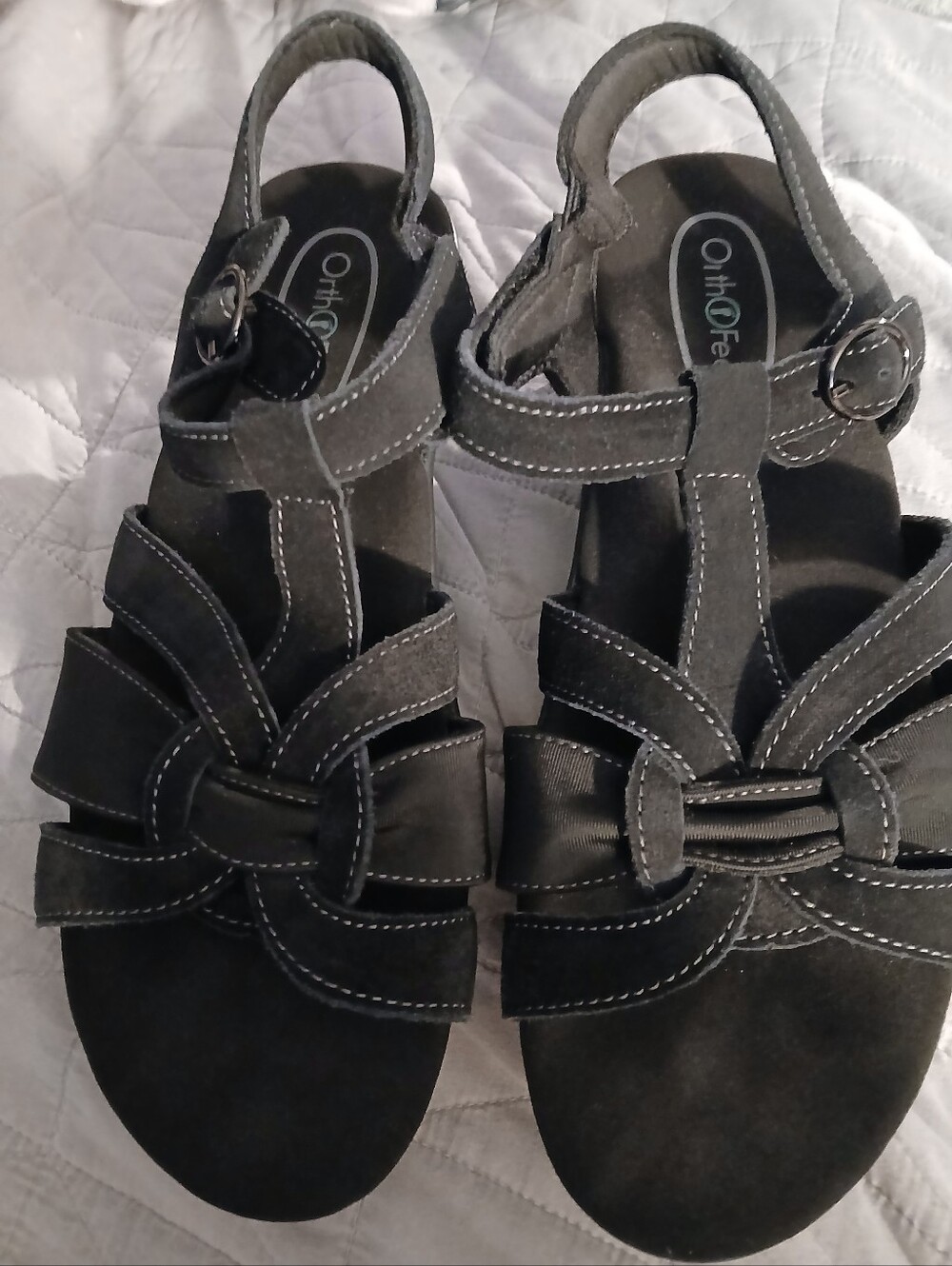 Orthofeet Women’s Gray Strappy Support Sandals